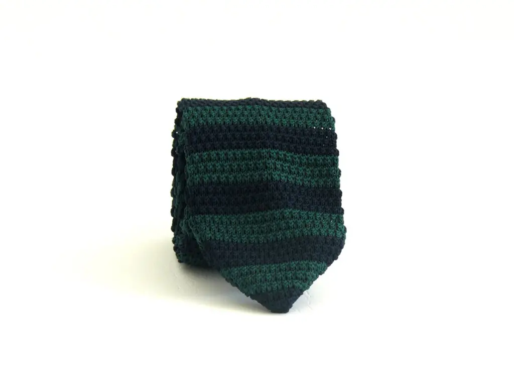 Cravate tricot bleue et verte